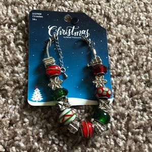 Beaded Christmas Silver Bracelet